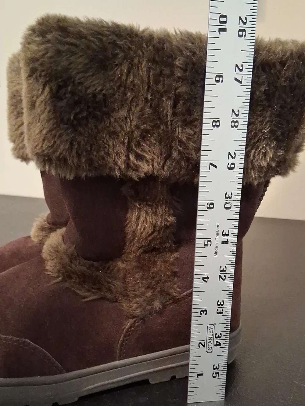 Style & Co. Witty Genuine Brown Leather Mid-Calf Winter Faux Fur Ljned Boots 10M
